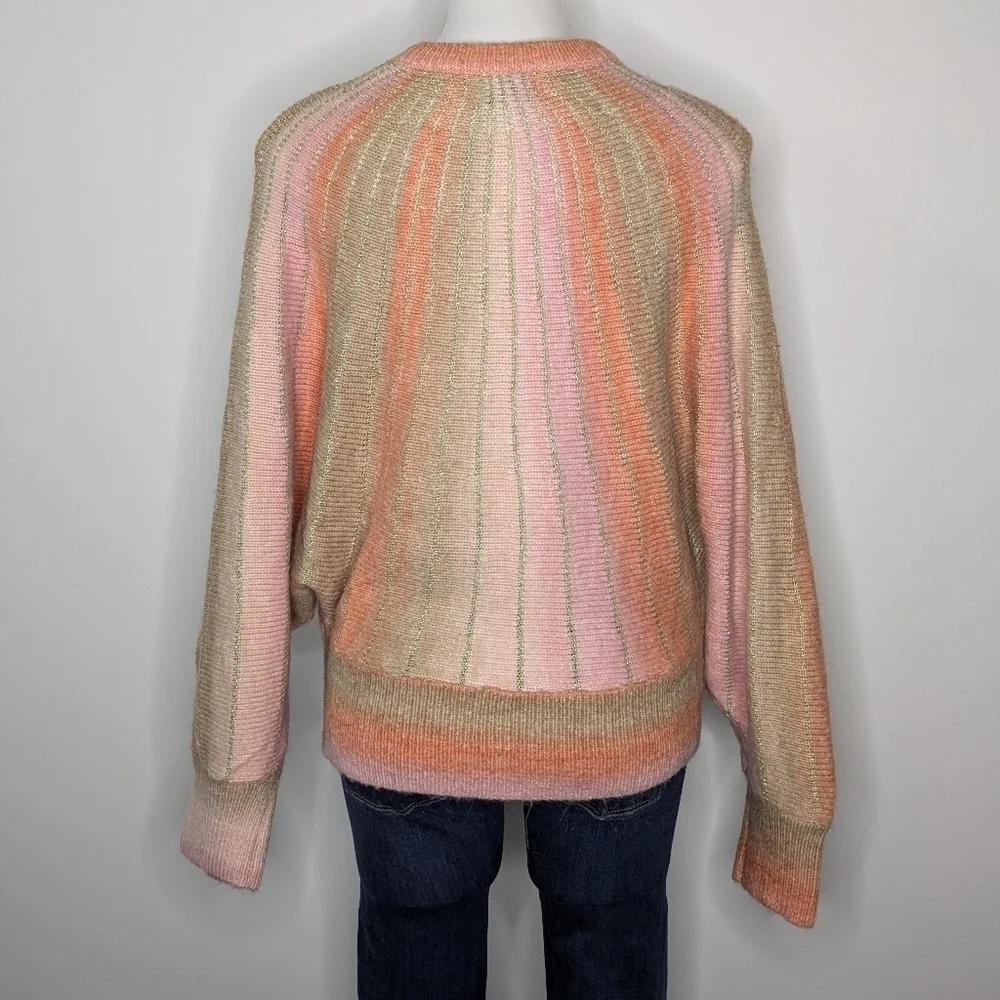 NWT Molly Bracken orange pink tan batwing sleeve sweater M - Picture 5 of 9
